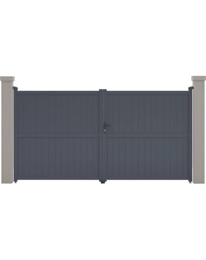 Portail aluminium Maurice gris - 349.5x180.9 cm